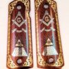 1911 custom wood grips gold silver Masonic All Seeing Eye Mason Logo Scroll