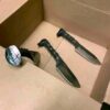 Masonic Hand-Forged Steel Railroad Spike Knife with Twisted Handle