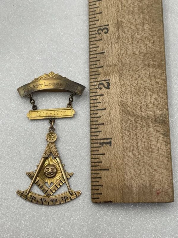 Antique Masonic Past Masters Pin 1916 1917 Dewitt Nebraska Lodge 111 Masons