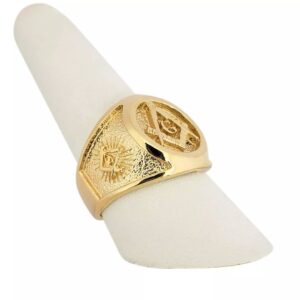 Solid 18K Yellow Gold Freemason Ring Masonic Double Headed Eagle, Size 5 -15