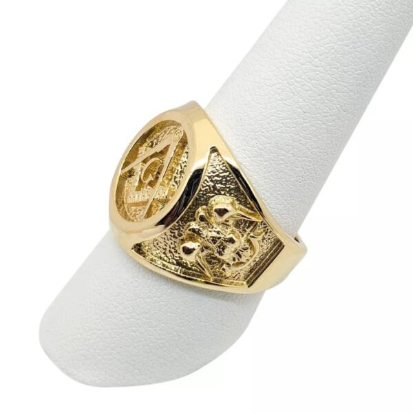 Solid 18K Yellow Gold Freemason Ring Masonic Double Headed Eagle, Size 5 -15