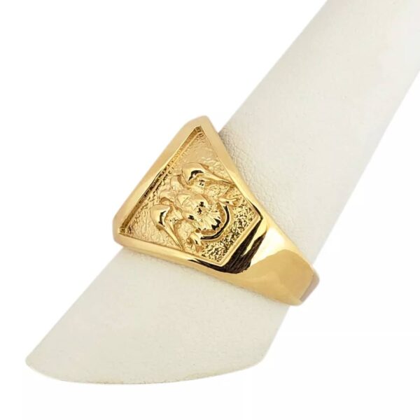 Solid 18K Yellow Gold Freemason Ring Masonic Double Headed Eagle, Size 5 -15