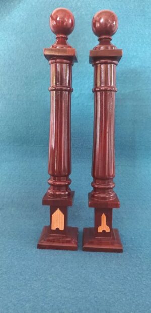 Masonic Regalia Blue Lodge Grand Lodge Hand Made Wooden Super Deluxe Pillars Set