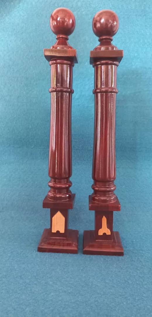 Masonic Regalia Blue Lodge Grand Lodge Hand Made Wooden Super Deluxe Pillars Set