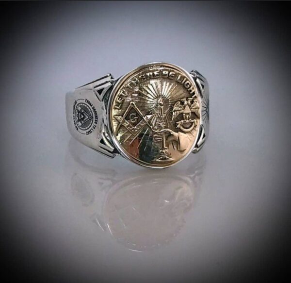 Masonic Ring 9 Carat Gold Emblem Let There Be Light Ring