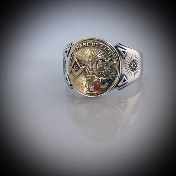 Masonic Ring 9 Carat Gold Emblem Let There Be Light Ring