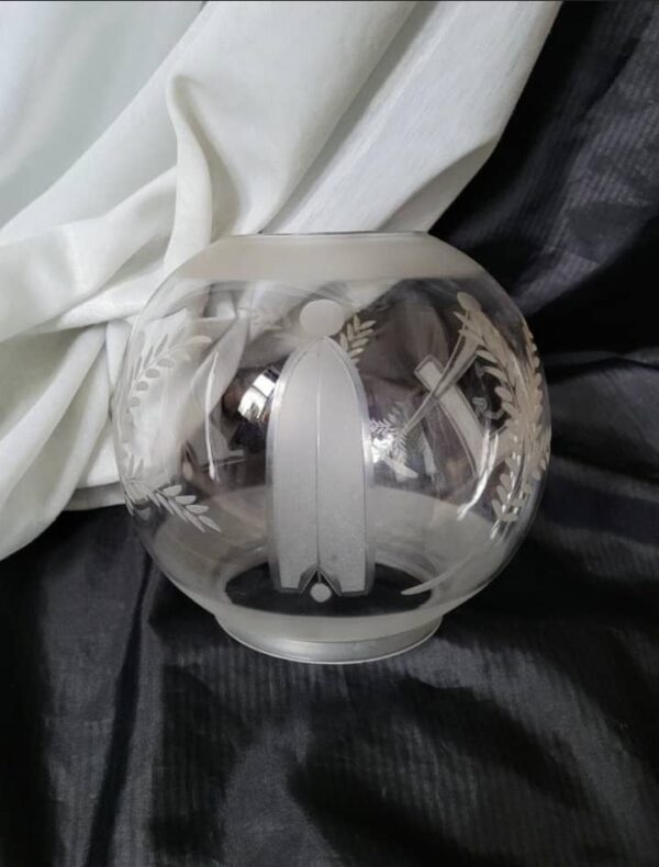 Rare Antique Masonic Cut Glass Globe Lamp Light Shade Freemasons Memorabilia Collectible Art Decor