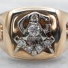 Men's Masonic Vintage Diamond Ring, Two Tone Masonic ...
