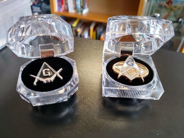 Limited Edition Sterling Silver Star Trek Freemason Badge in Crystal-Clear Display Case - 2" Emblem
