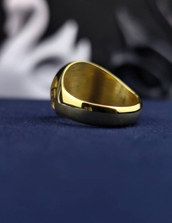 Gold Plated Masonic Signet Ring with G Emblem – Personalized Initial Ring for Master Masons – Custom Freemason Jewelry