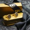 Freemason Gold Crystal Cufflinks Luxury Set for Masonic any Lodge Cuff Links Brotherhood Luxurious Cased Freemasons Compass Boxed Gifts