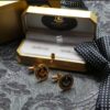 Freemason Gold Crystal Cufflinks Luxury Set for Masonic any Lodge Cuff Links Brotherhood Luxurious Cased Freemasons Compass Boxed Gifts