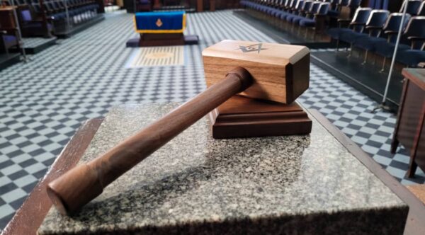 Masonic Gavel with Sounding Block - Solid Walnut - Hand Made