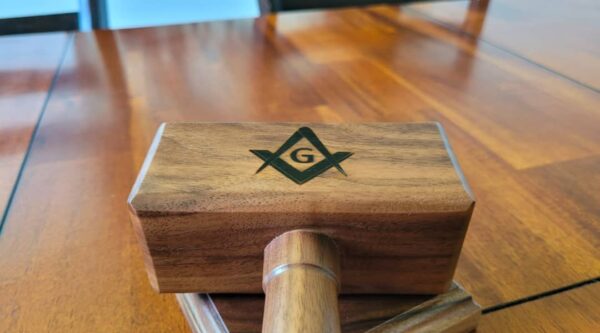 Masonic Gavel with Sounding Block - Solid Walnut - Hand Made