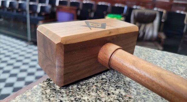 Masonic Gavel with Sounding Block - Solid Walnut - Hand Made
