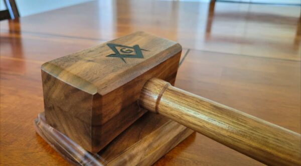 Masonic Gavel with Sounding Block - Solid Walnut - Hand Made