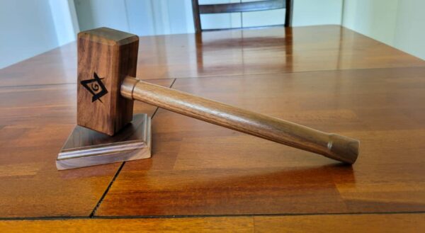 Masonic Gavel with Sounding Block - Solid Walnut - Hand Made