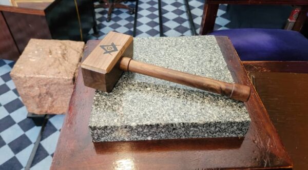 Masonic Gavel with Sounding Block - Solid Walnut - Hand Made