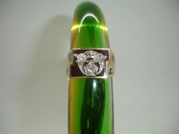 Antique 10K Gold Shriner 32nd degree Masonic diamond cluster 10.5 RING Sword 13g