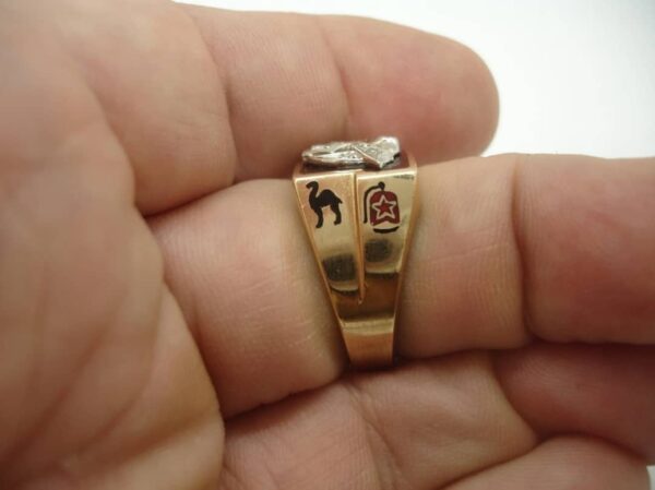 Antique 10K Gold Shriner 32nd degree Masonic diamond cluster 10.5 RING Sword 13g