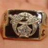 Antique 10K Gold Shriner 32nd degree Masonic diamond cluster 10.5 RING Sword 13g
