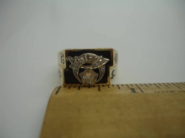 Antique 10K Gold Shriner 32nd degree Masonic diamond cluster 10.5 RING Sword 13g