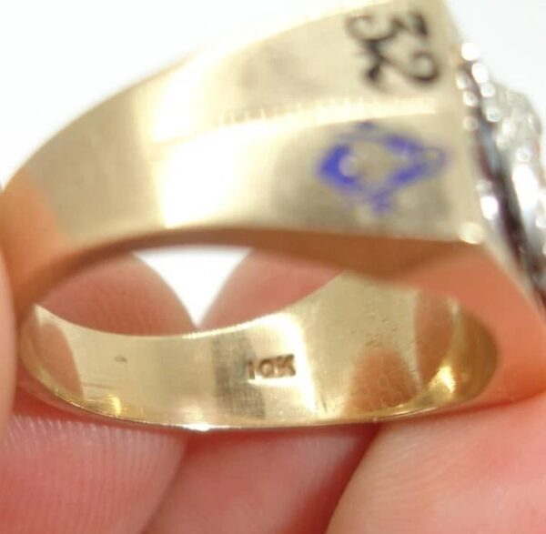 Antique 10K Gold Shriner 32nd degree Masonic diamond cluster 10.5 RING Sword 13g