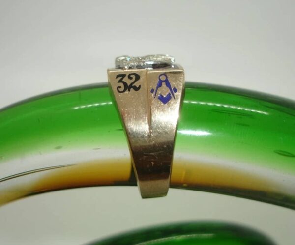 Antique 10K Gold Shriner 32nd degree Masonic diamond cluster 10.5 RING Sword 13g