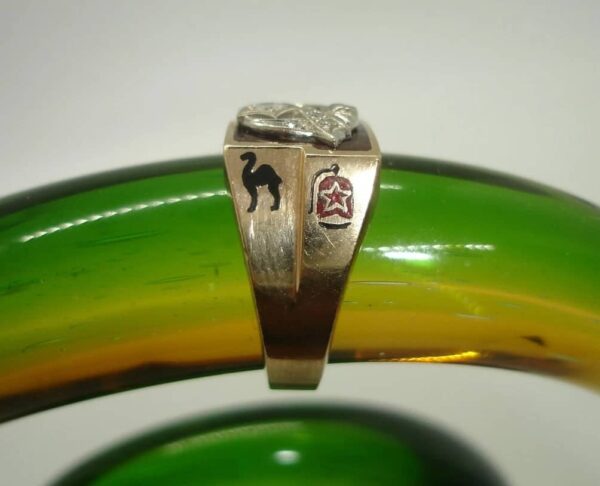 Antique 10K Gold Shriner 32nd degree Masonic diamond cluster 10.5 RING Sword 13g