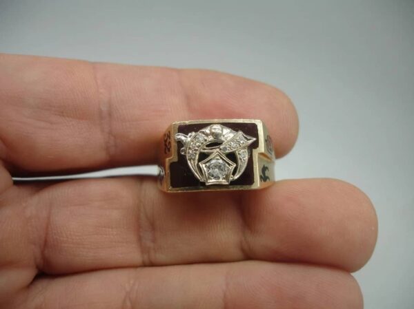 Antique 10K Gold Shriner 32nd degree Masonic diamond cluster 10.5 RING Sword 13g