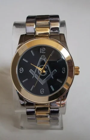 MEN'S GOLD FINISH STRETCH BAND MASON BLACK DIAL FASHION DRESSY CASUAL WATCH