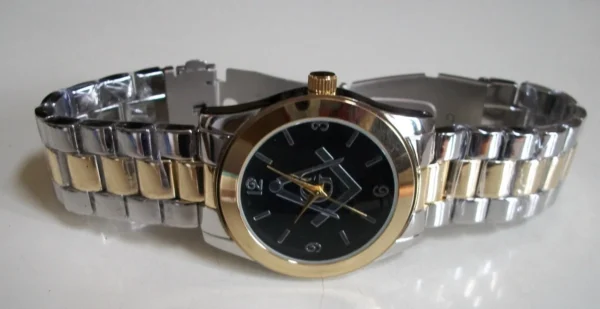 MEN'S GOLD FINISH STRETCH BAND MASON BLACK DIAL FASHION DRESSY CASUAL WATCH