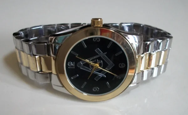 MEN'S GOLD FINISH STRETCH BAND MASON BLACK DIAL FASHION DRESSY CASUAL WATCH